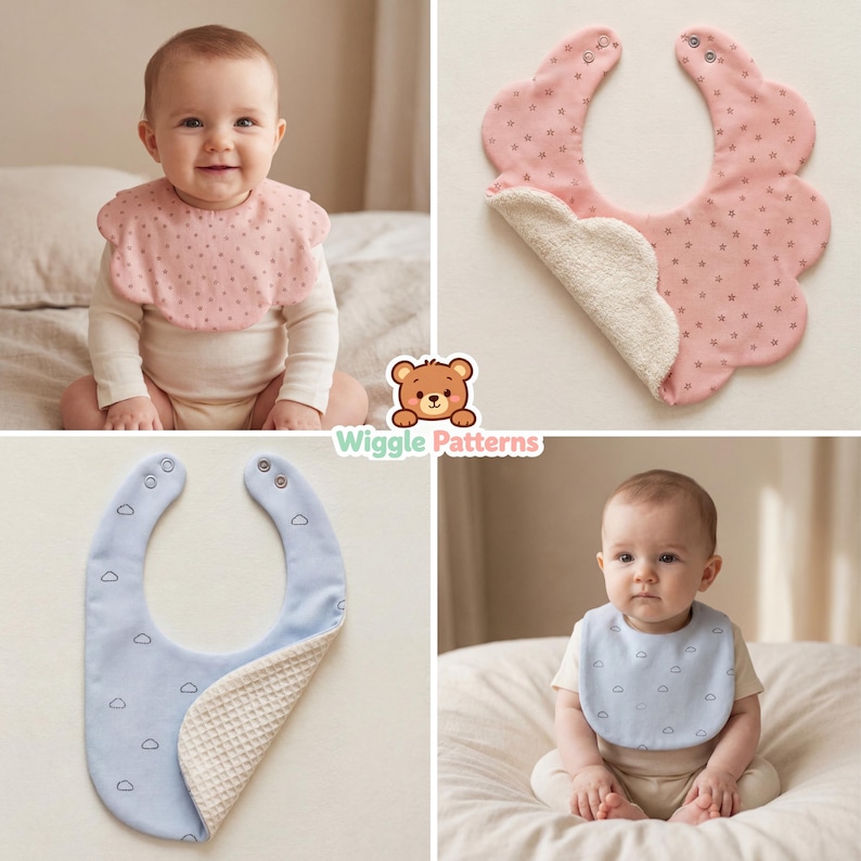 Bib Collection Baby Bib Sewing Pattern PDF | Mix & Match Bib Pattern | 6 Bib Styles ...