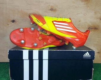 Vintage Adidas adizero F50 SG Leather V23966 Orange boots Cleats mens Football/Soccers Very Rare Collectibles Gift Limited Vintage