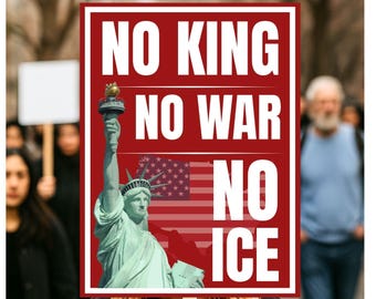No King No War No ICE Protest Sign: Anti-ICE Anti-Trump Printable Protest Poster. Renee Nicole Good, Alex Pretti, Minneapolis Protest Sign