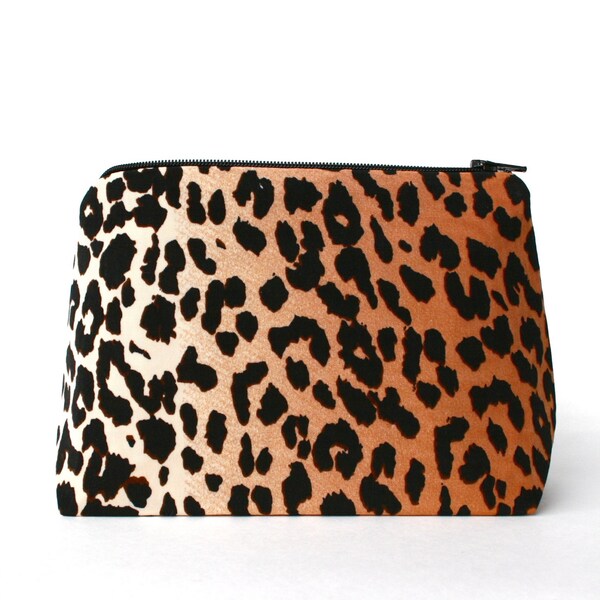 Leopard Print Cosmetic Case / Makeup bag, Bridal Shower, Bachelorette Party Favor, Bridesmaid Gift SALE