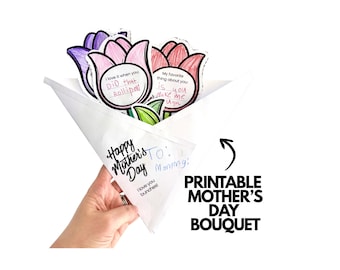 Mother’s Day Bouquet Craft for Kids | Printable Flower Activity | Toddler Preschool DIY Gift | Easy Mother’s Day Classroom Activity