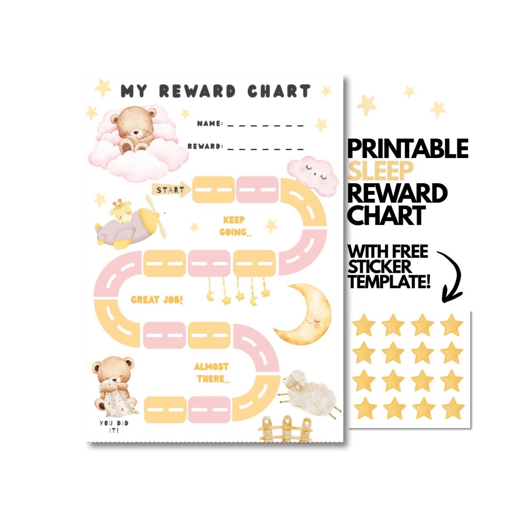 Pink Sleep Reward Chart for Kids & Toddlers: Printable Behavior Tracker ...