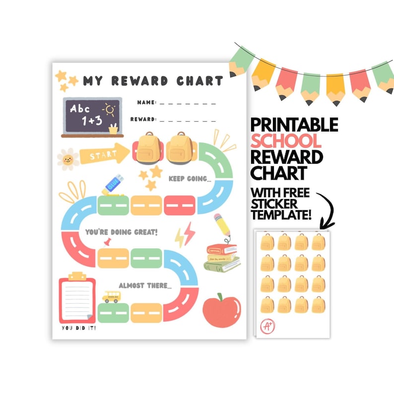School Reward Chart for Kids & Toddlers: Printable Behavior Tracker ...