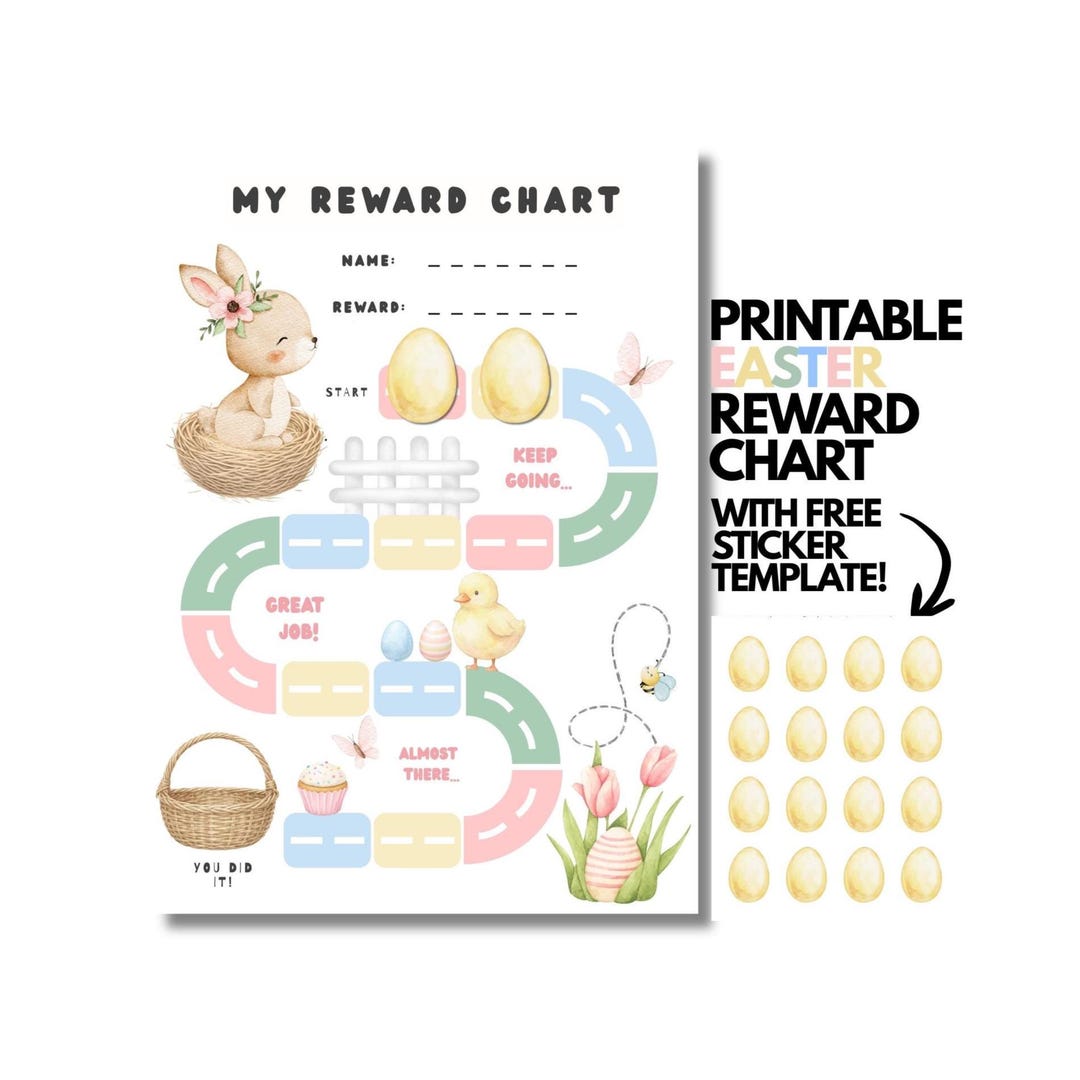 Easter Sticker Reward Chart for Kids & Toddlers: Printable Behavior ...