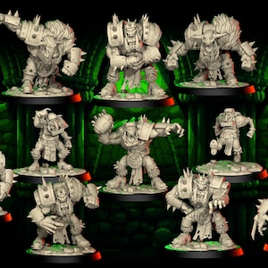 Könnte beinhalten: Eine Sammlung grauer Fantasy-Miniaturfiguren, jede in einer anderen Pose, mit stacheliger Rüstung und bedrohlichen Gesichtsausdrücken. Die Figuren stehen auf runden Sockeln, mit dem Text "Part 1 PRESUPPORTED" unten.