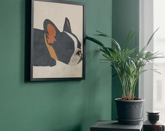Der Snorer Französische Bulldogge Minimalistischer Kunstdruck