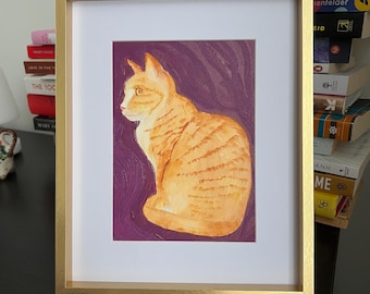 Gato atigrado dorado / Pintura al óleo original