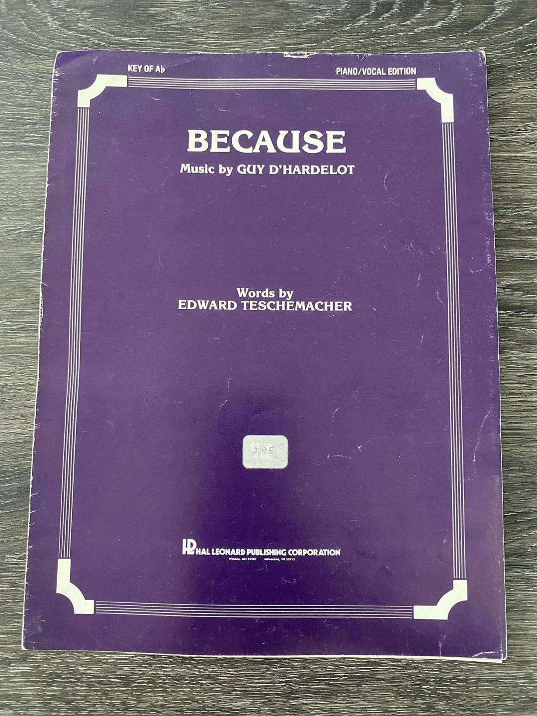 Edward Teschemacher - Because Vintage Music Sheets - Etsy