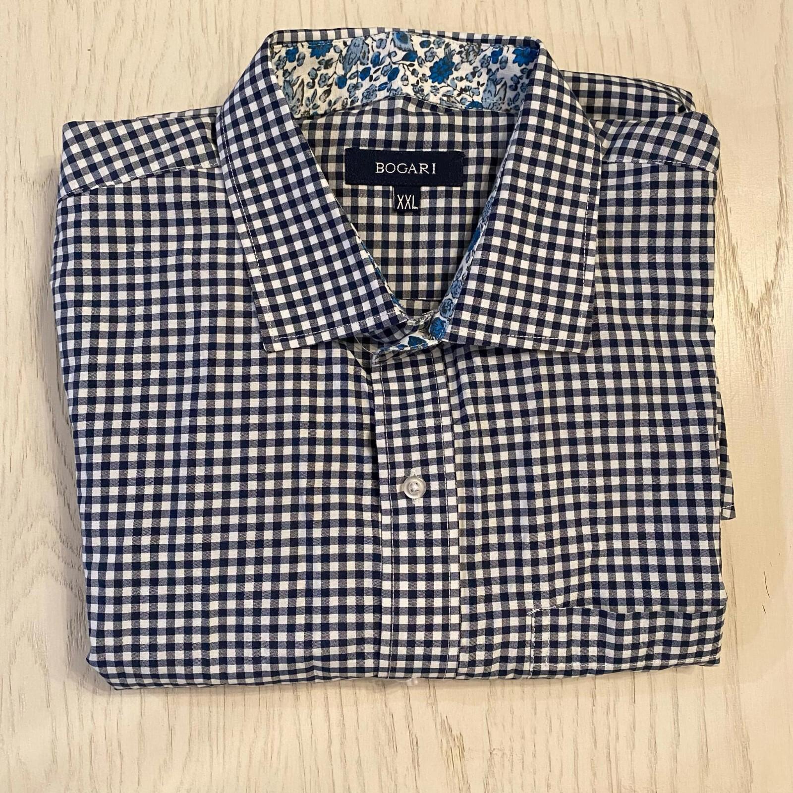 bogari dress shirt Bogari Men's Size XL Blue White Striped Button Down Dress Shirt