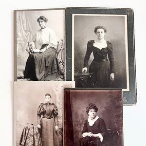 Cartes photo anciennes pour armoire, femme, dame, femme, photos de la fin des années 1800, noir et blanc, photographie victorienne ancienne, choix de 1 sur 4