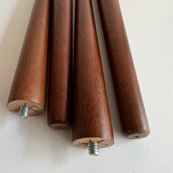 Furniture Legs, Dark Brown Stained, Screw in, Tapered Wood, Mid Century Modern, MCM, Set of 4