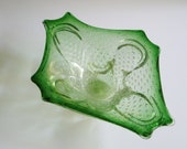 Art Glass Bowl, Barovier & Toso, Mid-century, Silver, Green, Decorative Bowl, Controlled Bubbles, Bullicante, Murano, Venetian