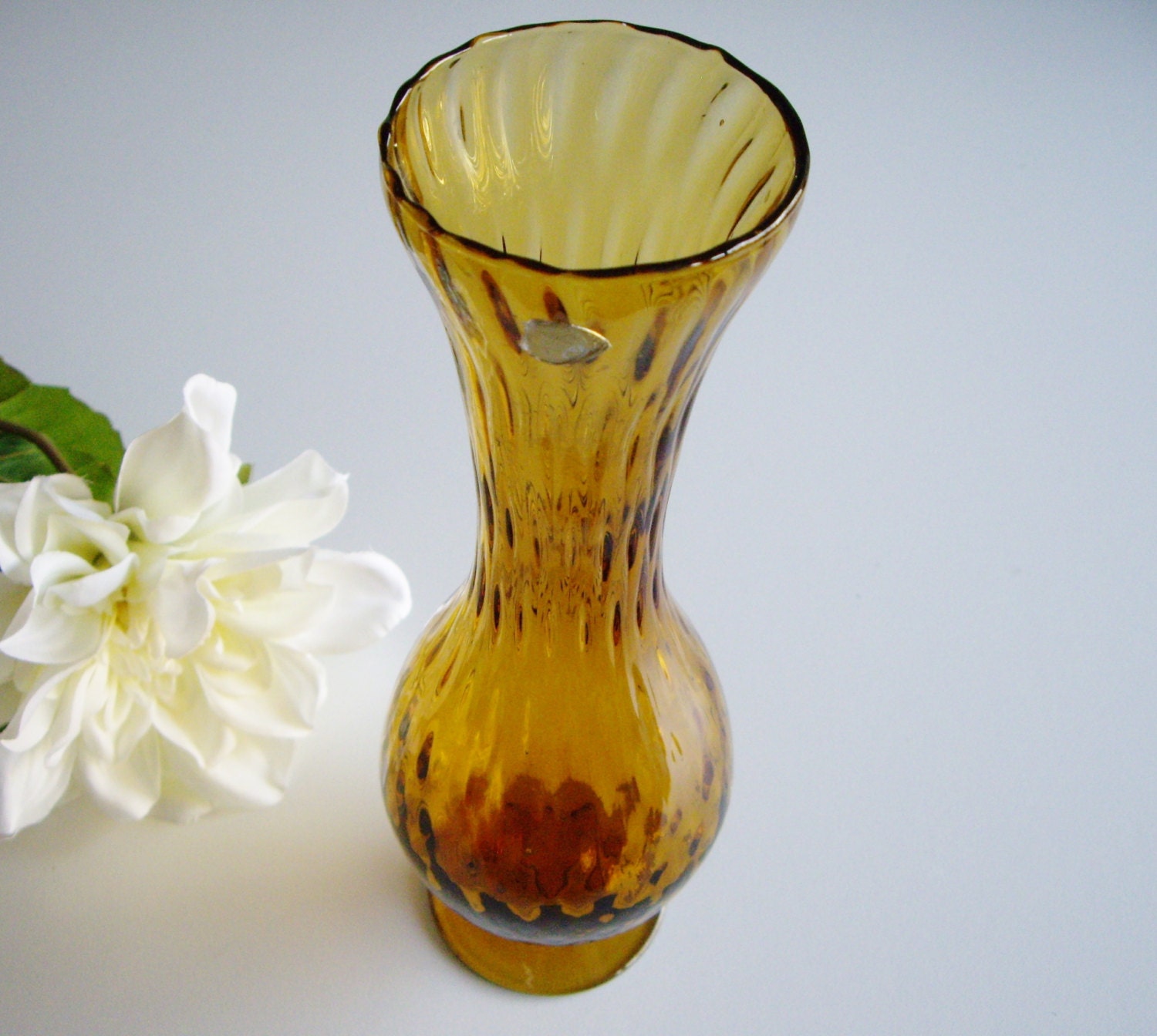 Amber Glass Bud Vase Signed with Label Made in Italy Optic Etsy