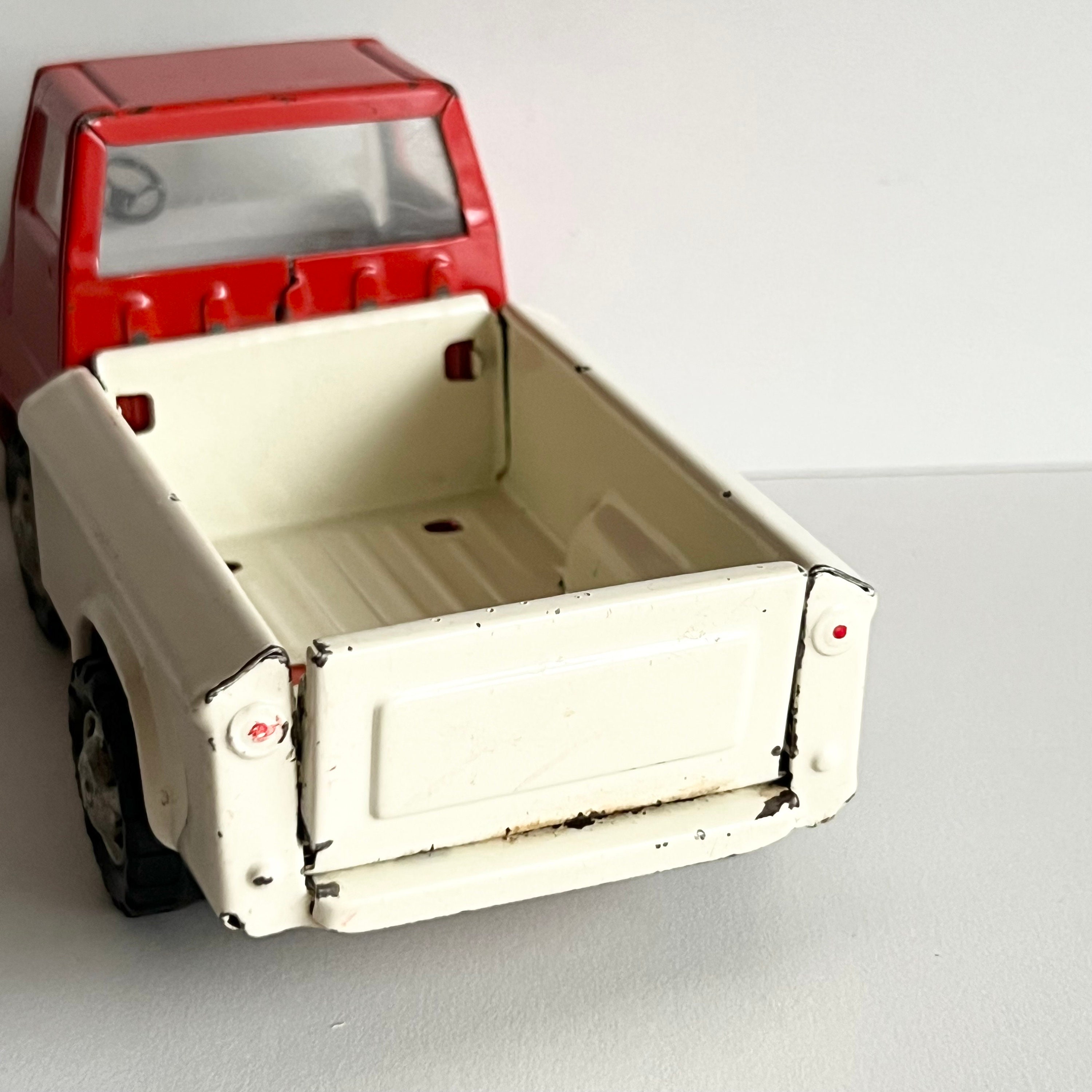 Marx Tin Pick-up Truck, Red and White, 1968, Back Gate Opens, 60s