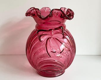 ヴィンテージ フェントン オパールセント クランベリー ホブネイル