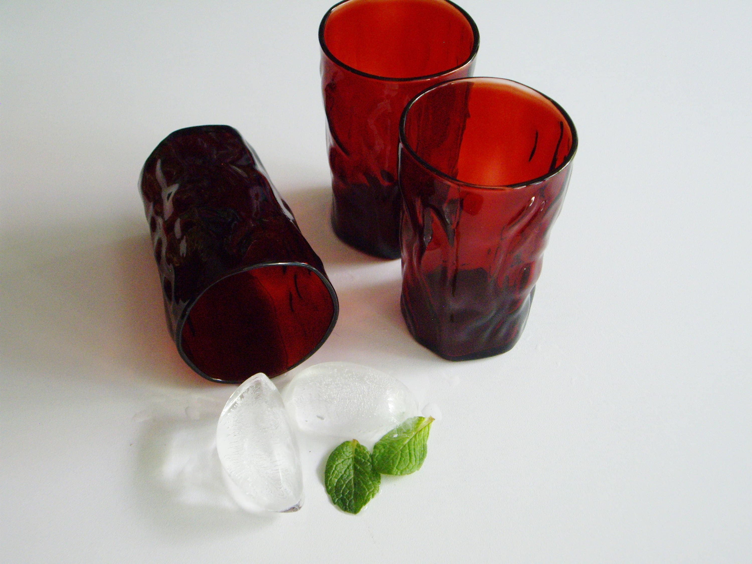 HUNTER ワインレッド UK7(26cm) 中古美品 Morgantown Crinkleware Vintage Small Juice Drinking Glasses in