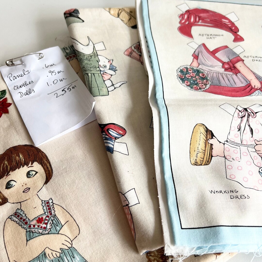 3 Fabric Pieces, Windham Paper Doll Christmas Pattern 3089, Aunt Lindy