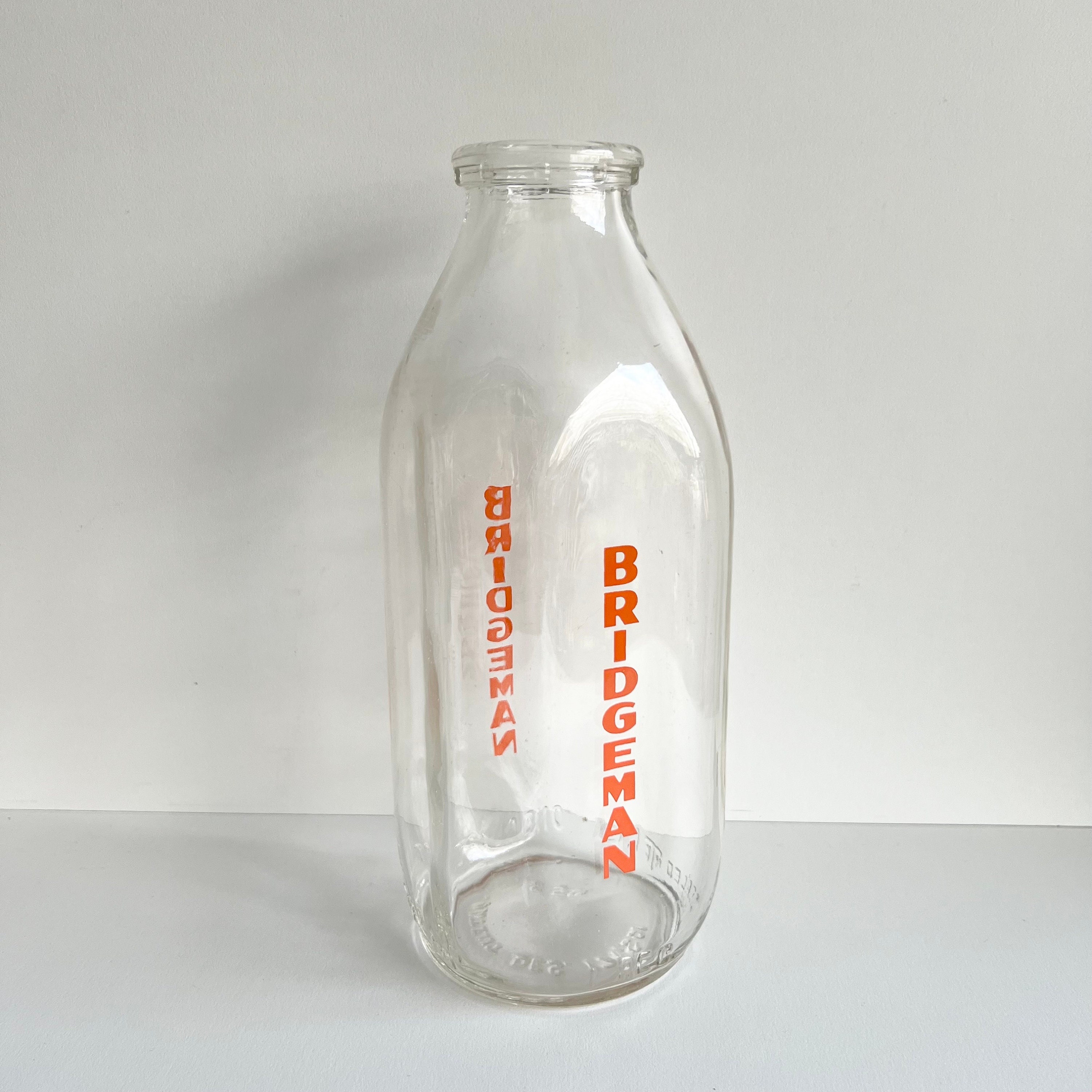Vintage Milk Bottle, Collectible Dairy, Small Cream, Red and Black