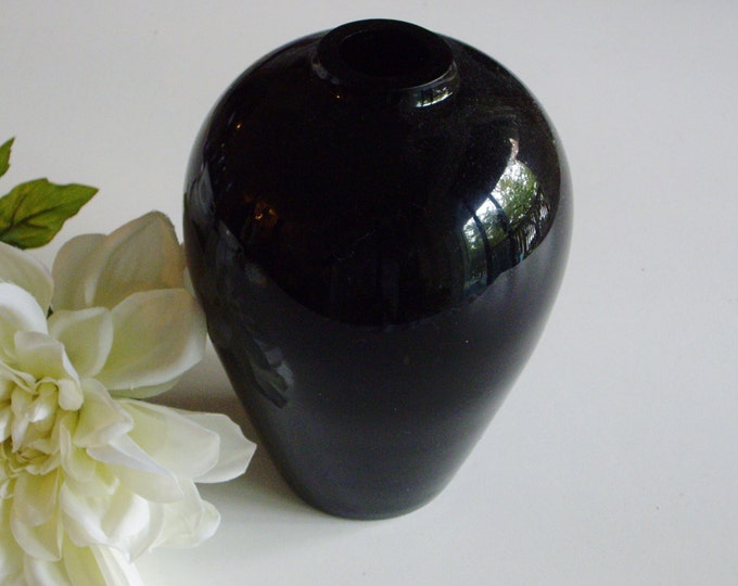 Vintage Black Glass Vase, Simple, Plain, Handblown, Possible Boston and Sandwich Glass Works Etsy