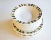 Mid-century Diner Dishes, Grindley Mardi Gras, Nappy, Small bowl, Side Plate, Vitrified Restaurant China, Made in England