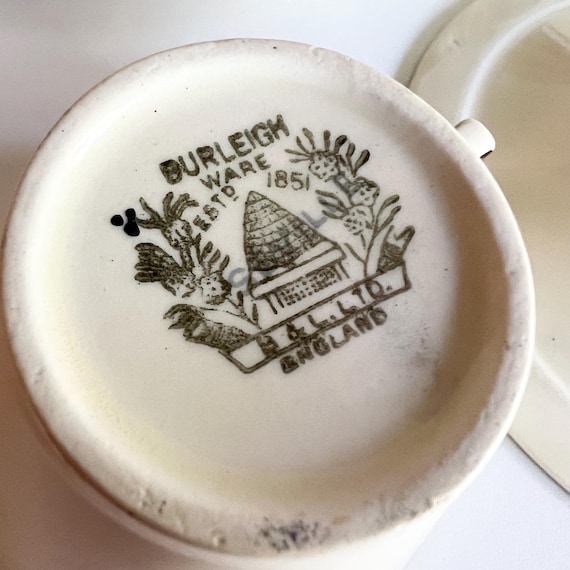 Burleigh Ware Teacups and Saucers, Zenith, Art Deco Hand Painted