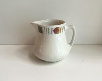 Vintage 1964 Creamer, Green, Terracotta and Mustard Yellow, Restaurant Sauce Pitcher, Retro Diner