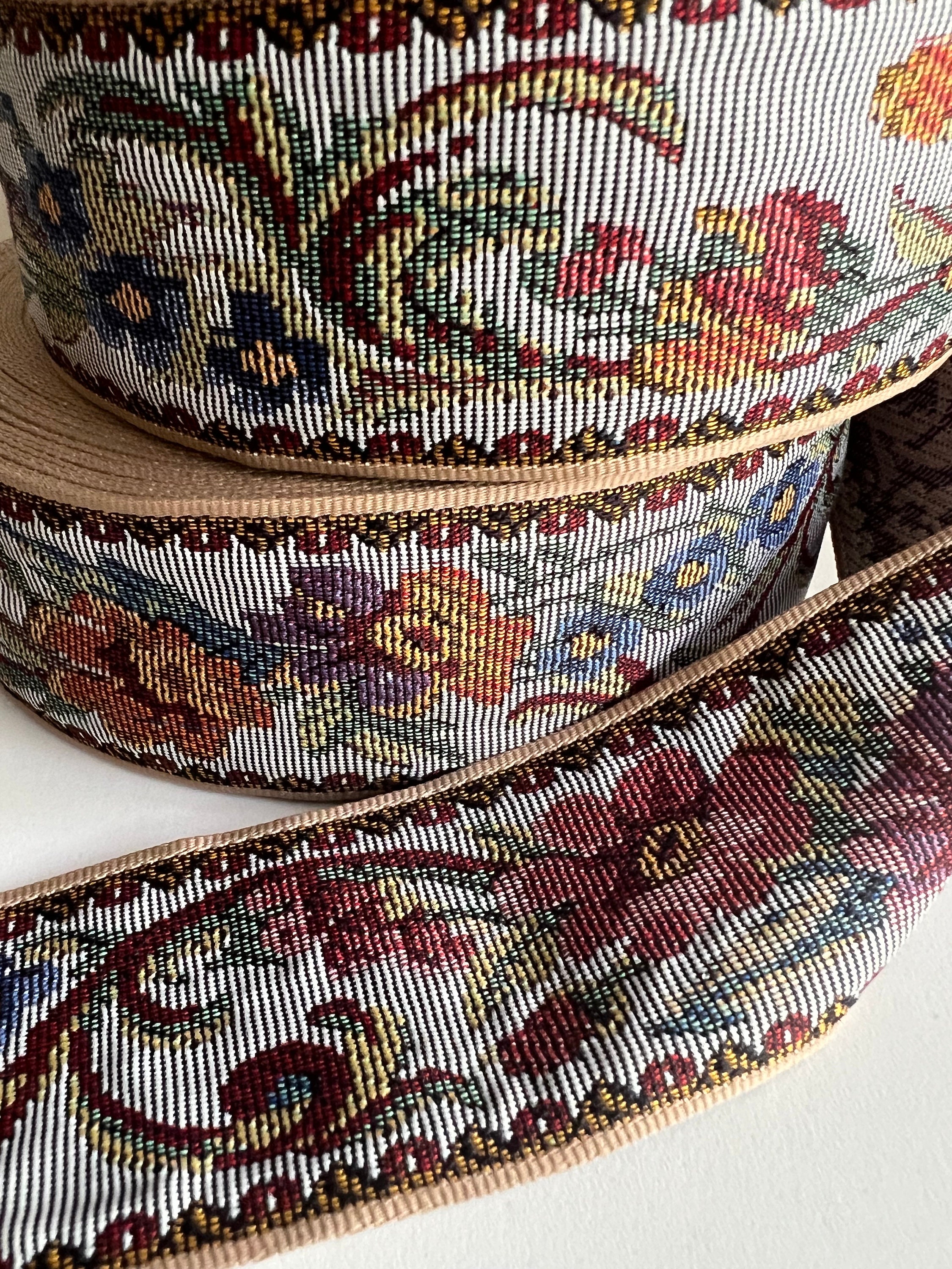 2 Yards Vintage Jacquard Ribbon Trim Woven Jacquard Ribbon - Temu