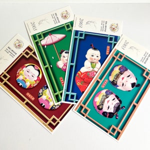 Cartes postales prépayées astrologie chinoise, souvenir, 2003 année du mouton, signe astrologique du nouvel an, lot de 4