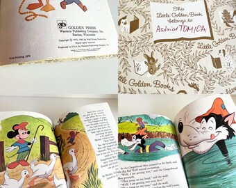 2 Little Golden Book Walt Disney, Vintage 1970s Children's Picture