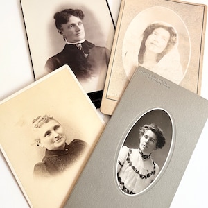 Cartes photo anciennes pour armoire, femme, dame, femme, photos de la fin des années 1800, noir et blanc, photographie de portrait victorienne ancienne, choix de 1 sur 4
