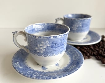 Vintage Spode Espresso Cups and Saucers, Camilla Blue Copeland