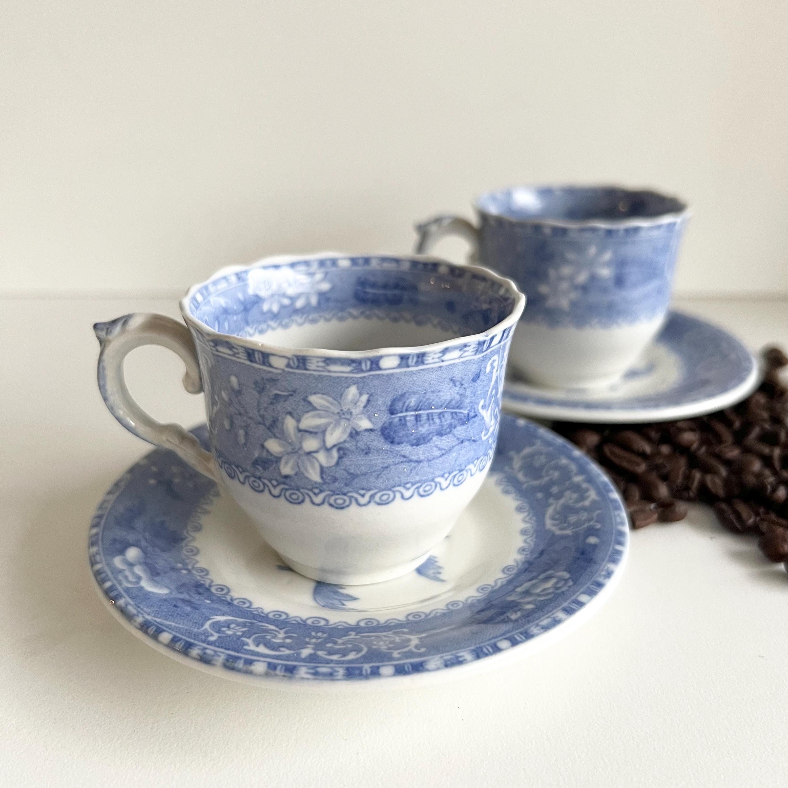 Vintage Spode Espresso Cups and Saucers, Camilla Blue Copeland