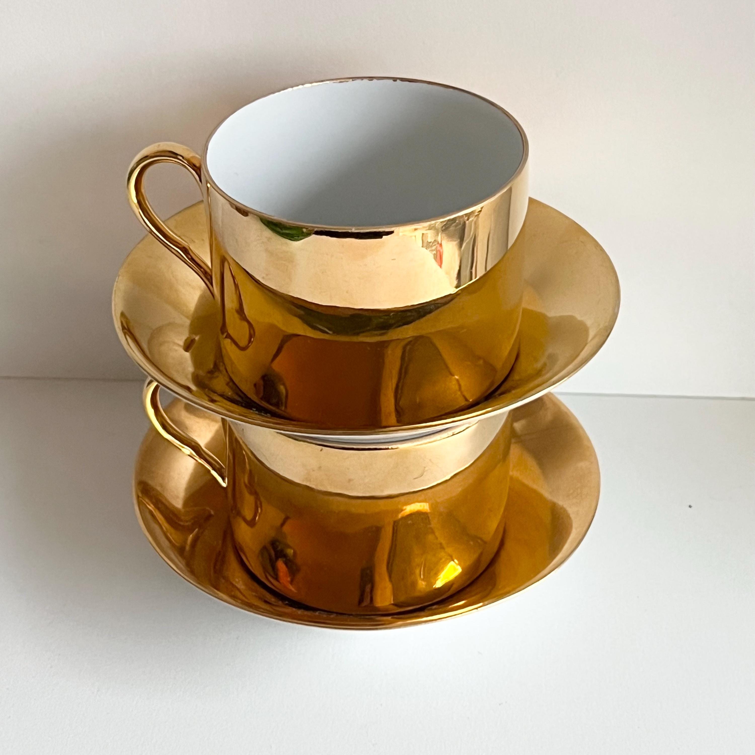 Suisse Langenthal Gold Porcelain Cup & Saucer, Set of 2, Swiss