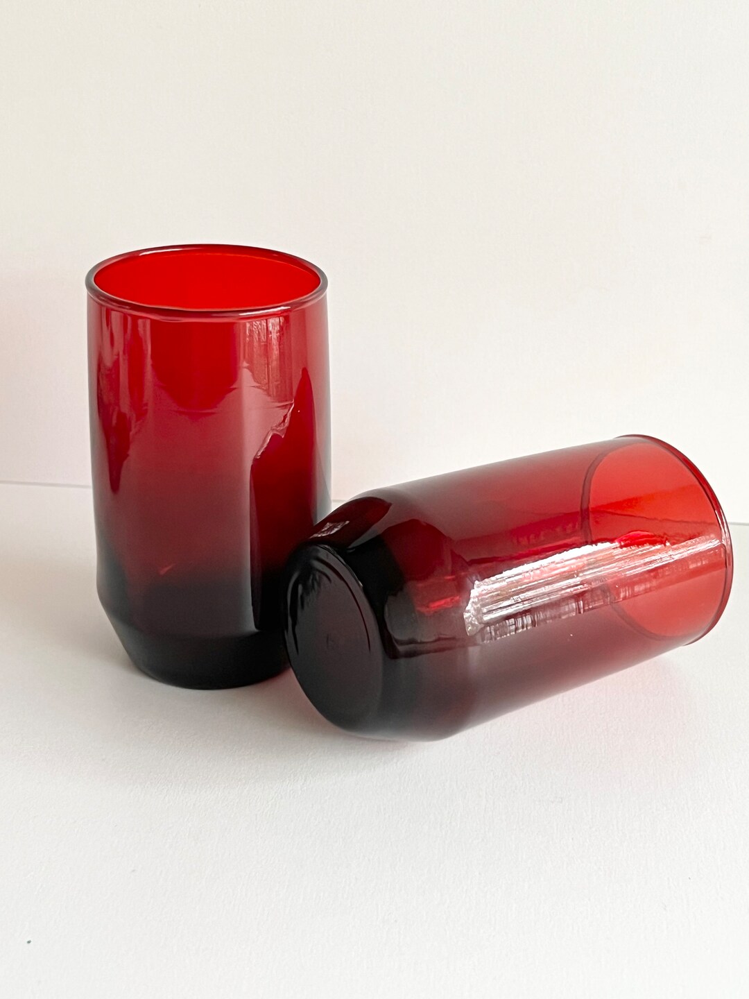 Royal Ruby Red Juice Glasses Made by Anchor Hocking, Set of 2 Small