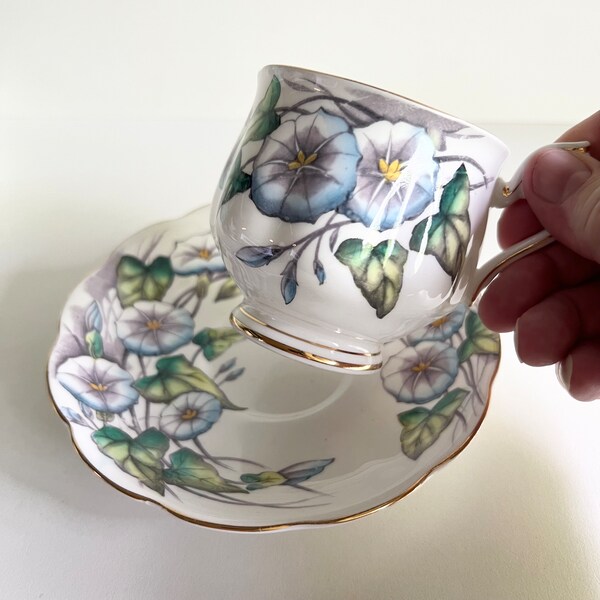 Royal Albert, Teacup & Saucer, Flower of the Month Series, Morning Glory, September No 9, 3032, Fine English Bone China