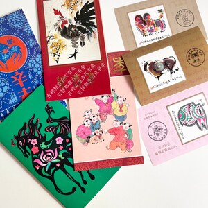 Cartes-souvenirs et grands timbres astrologie chinoise, 1990, 1991, 1993, 1994, 1997-99, signe astrologique du Nouvel An