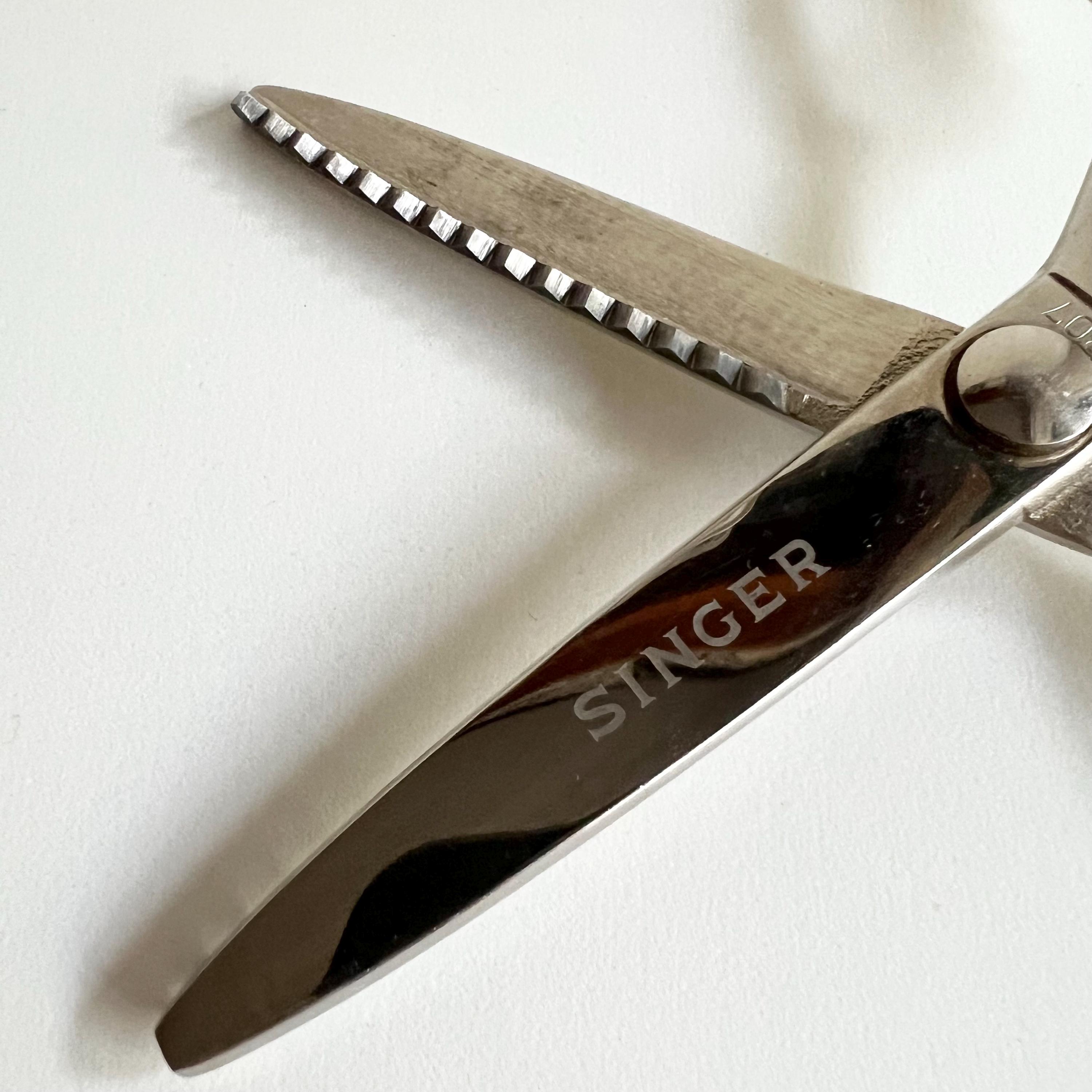 Singer Pinking Shears Scissors, All Silver, Mid Century, Stainless