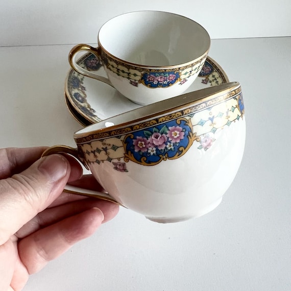 Vintage Jean Boyer Limoges Teacup & Saucer, Isabelle Pattern, for