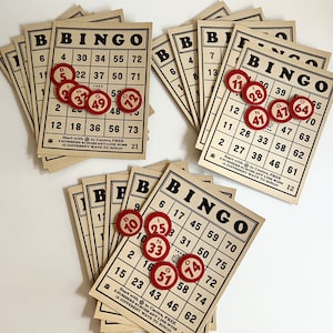 オリジナル ビンゴ カード ロット、5 枚のカードとコール番号、クラフト用スペリング ビンゴ、3 ロットから選択、ジャンク ジャーナリング、スクラップブッキング、ペーパー クラフト