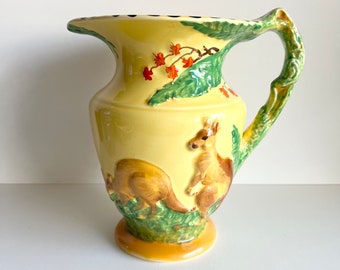 Kangaroo Jug, Burleigh Ware, Collectible Ceramics, Made in England, Hand Painted, 1930s Decorative Pitcher