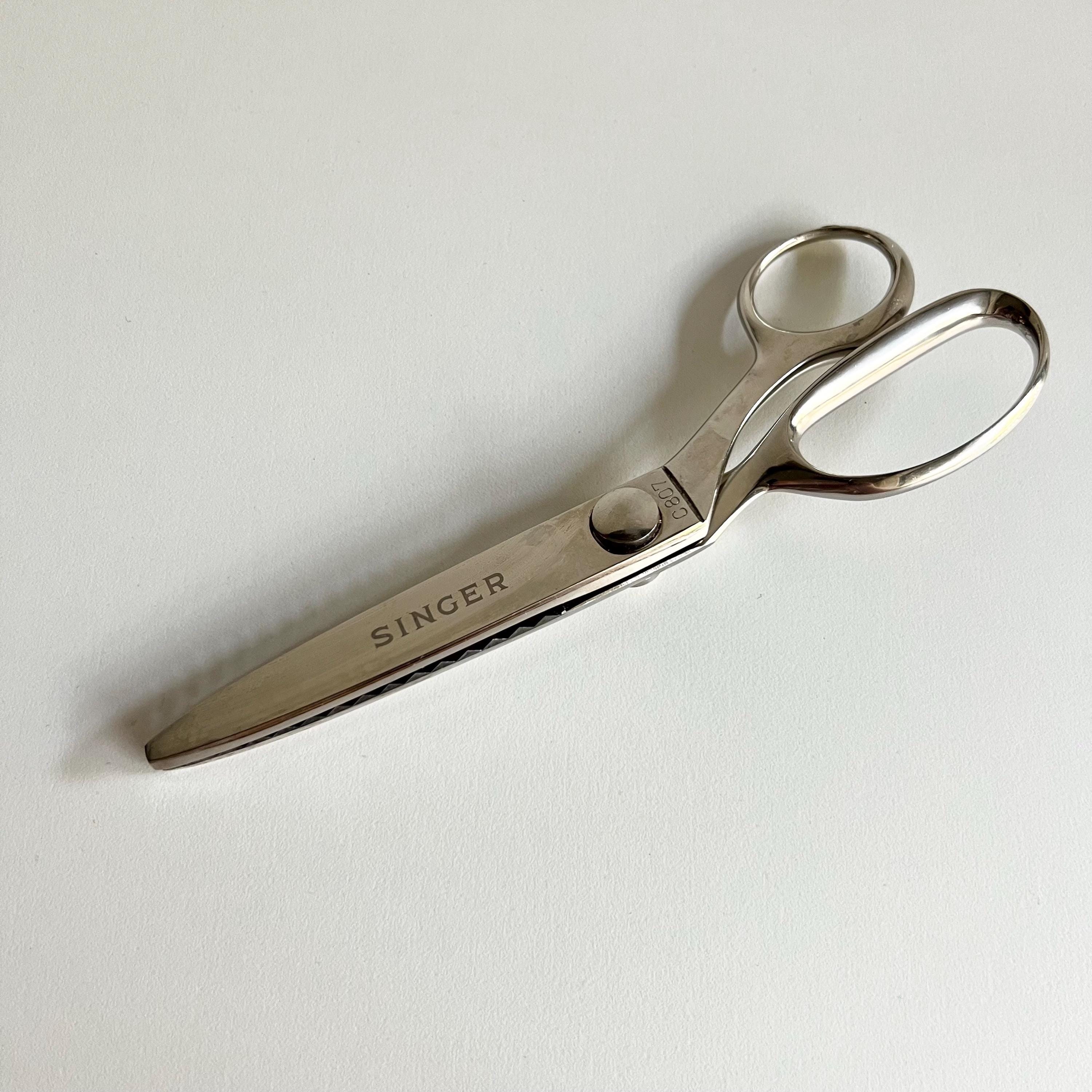 Singer Pinking Shears Scissors, All Silver, Mid Century, Stainless