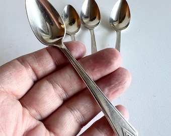 Antique Demitasse Art Deco Small Spoons, Set of 4, Community Silver Plate, Vintage Wedding Teaspoons, Tea Party Spoons