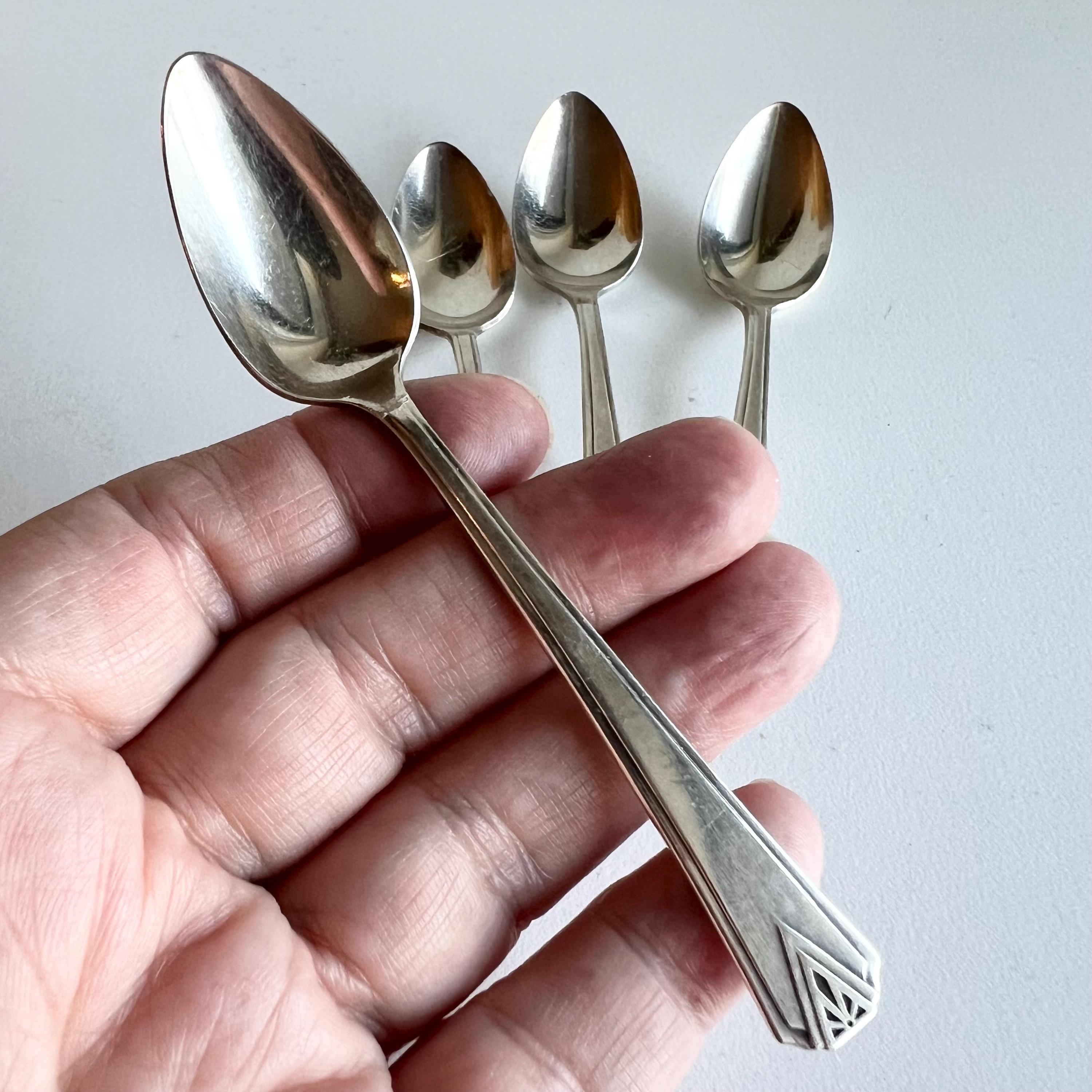 Antique Demitasse Art Deco Small Spoons, Set of 4, Community