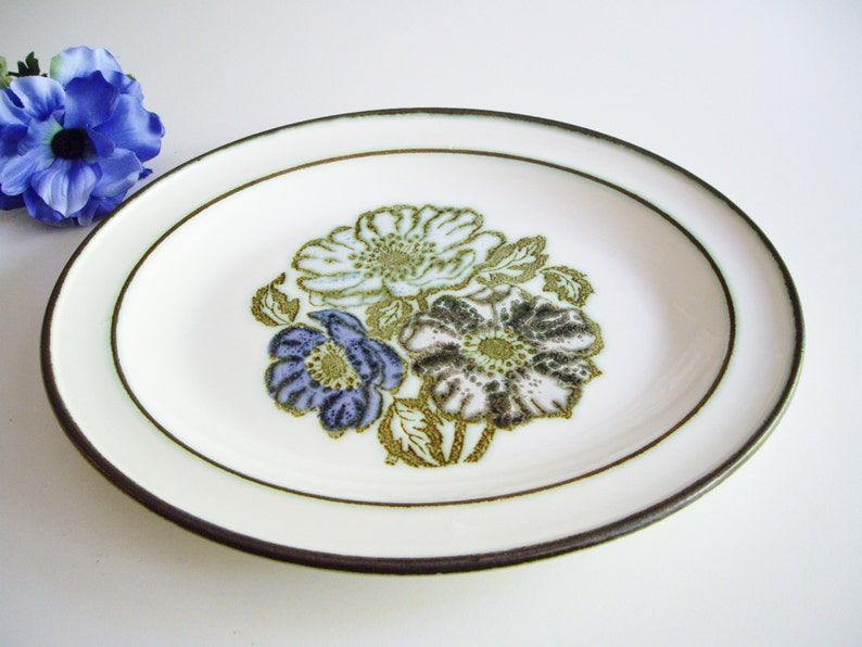 Serving Platter, Vintage Wedgwood, Iona, Blue, Purple, Turquoise, Flowers, Raised Design, Oval Plate, Serving Dish, Made in England image 1