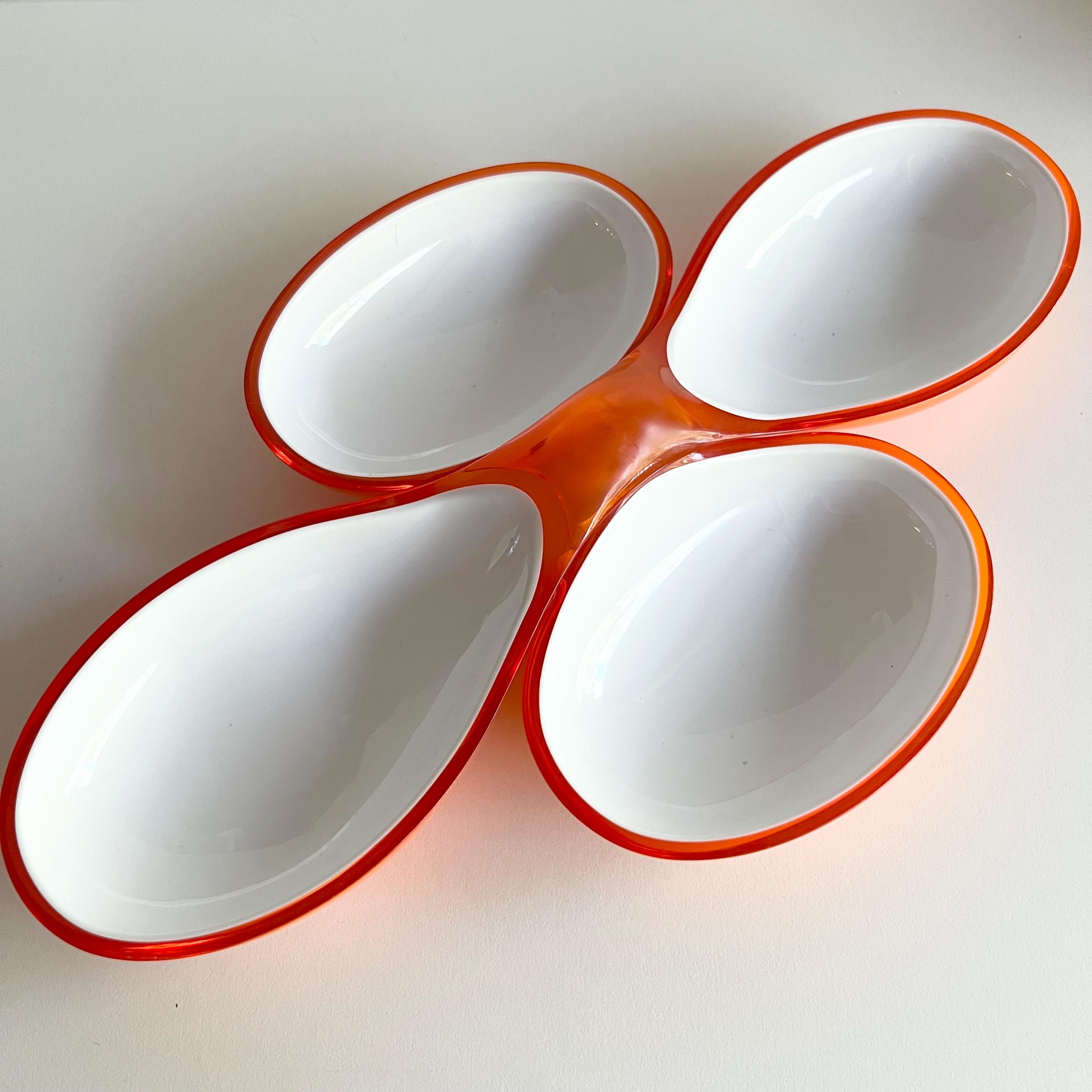 Guzzini Serving Dish, Made in Italy, Two Piece, Bright Orange and