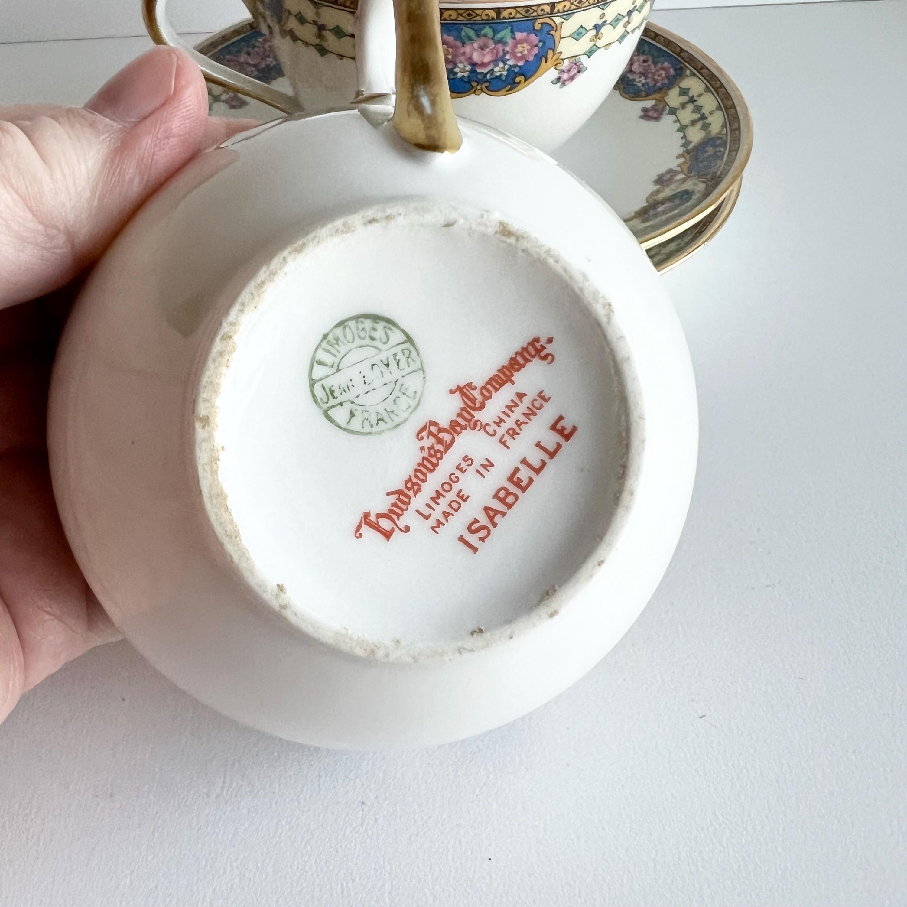 専用ページ移行1995年U.S.A製NYアンティークLimoges壺プリント額絵 Vintage Jean Boyer Limoges Teacup & Saucer, Isabelle Pattern, for