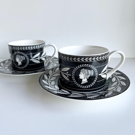 Victoria Beale Casual Coffee Cups and Saucers, Black & White