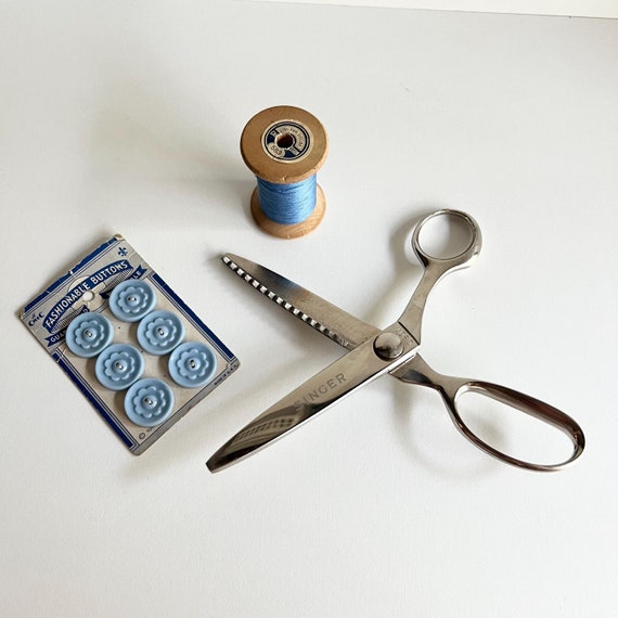Singer Pinking Shears Scissors, All Silver, Mid Century, Stainless
