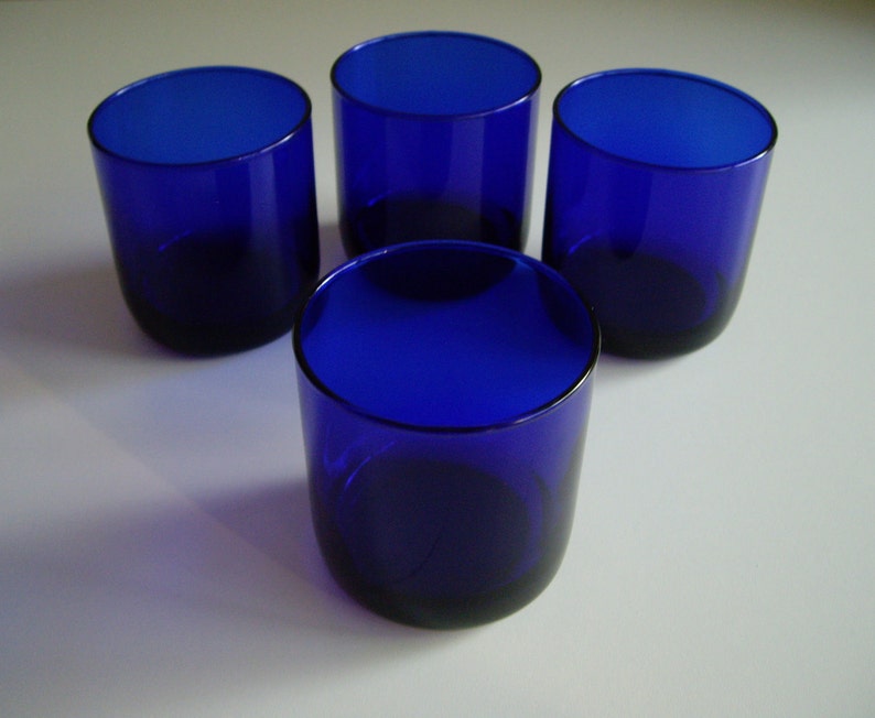Cobalt Blue Tumblers or Drinking Glasses Made by Libbey Glass Etsy