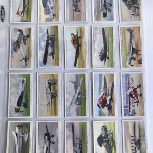 Cartes de cigarettes, avions civils, John Player and Sons, 1935, jeu complet de 50 cartes à collectionner non sportives